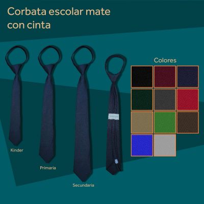 CORBATA ESCOLAR MATE CON CINTA AJUSTABLE