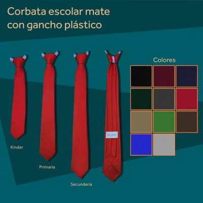 CORBATA ESCOLAR MATE GANCHO PLASTICO