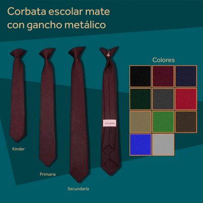 CORBATA ESCOLAR MATE GANCHO METALICO 