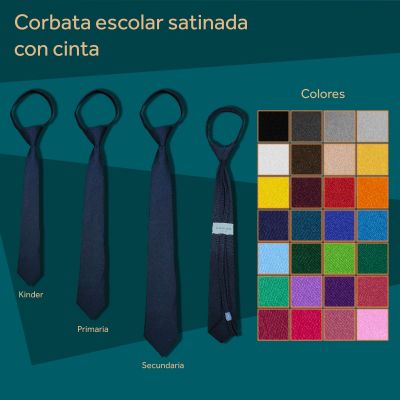 CORBATA ESCOLAR SATINADA CINTA AJUSTABLE