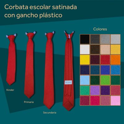 CORBATA ESCOLAR SATINADA GANCHO PLASTICO
